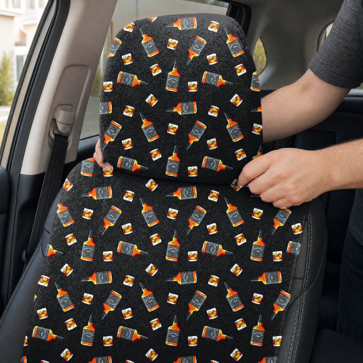 19th Hole Whiskey 1866 Golf Full-Size Towel & Car Seat Cover - Headrest Pocket