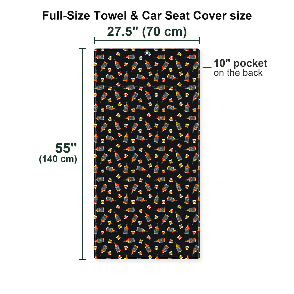 19th Hole Whiskey 1866 Golf Full-Size Towel & Car Seat Cover - Size Chart