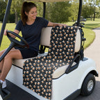 19th Hole Whiskey Glasses Full-Size Towel & Car Seat Cover - On a Golf Cart Seat