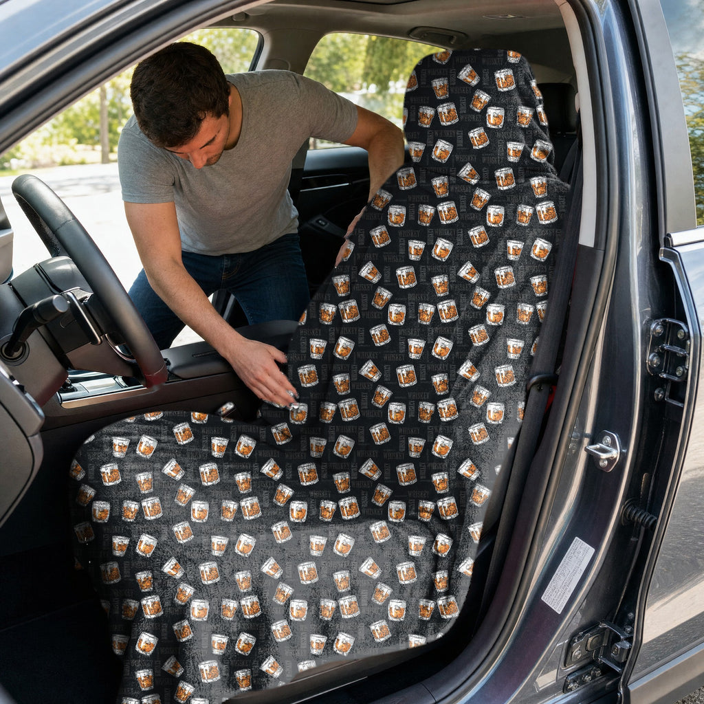 19th Hole Whiskey Glasses Full-Size Towel & Car Seat Cover - In the Car