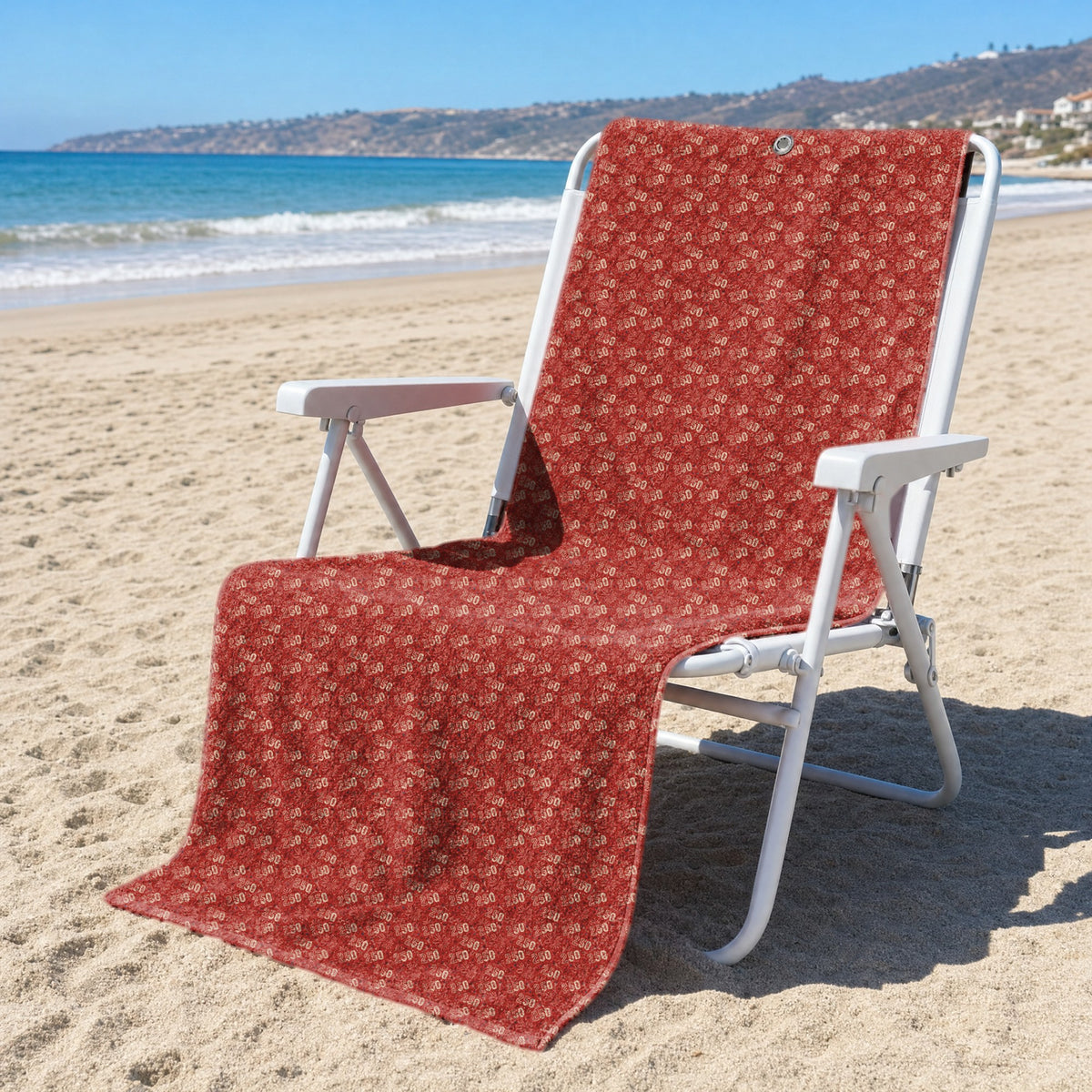 250th Anniversary Full-Size Towel & Car Seat Cover - On a Beach Chair