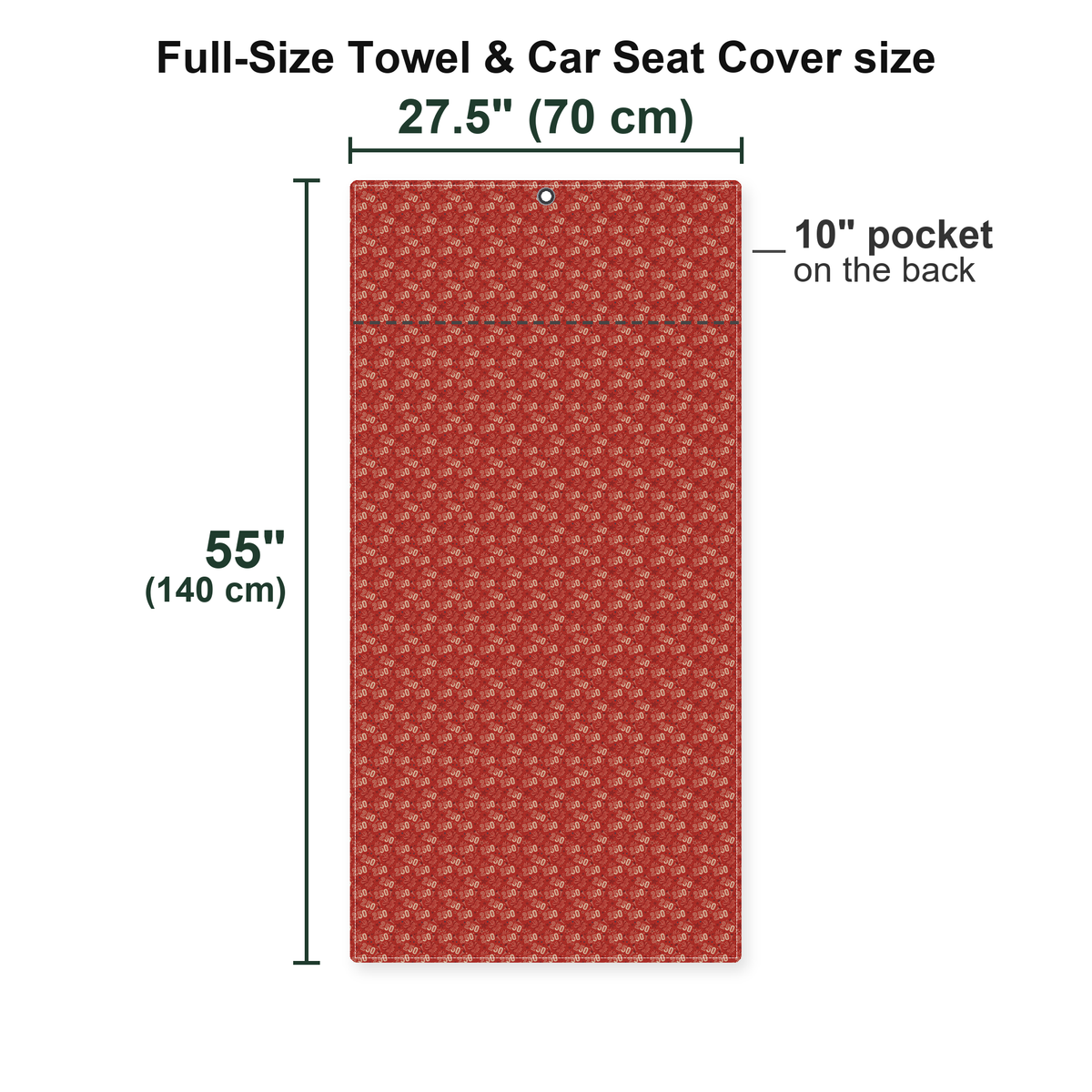 250th Anniversary Full-Size Towel & Car Seat Cover - Size Chart