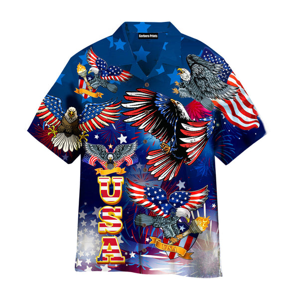 4th Of July Independence Day Eagles USA Aloha Hawaiian Shirts For Men & For Women WT8211