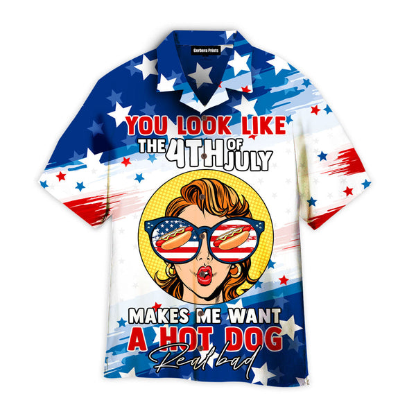 4th Of July Makes Me Want A Hot Dog American Patriotic Aloha Hawaiian Shirts For Men & For Women WT9633