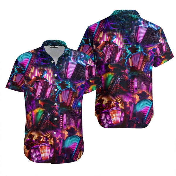 Accordion Gift for Accordion Player Accordion Neon Colorful Aloha Hawaiian Shirts For Men & For Women WT9246