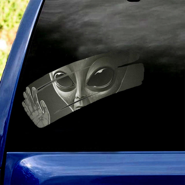 Alien Car Cracked Car Decal Sticker | Waterproof | PVC Vinyl | CCS2094