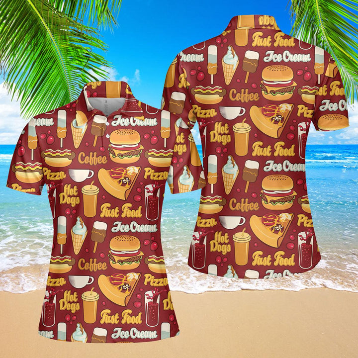 All I Need Is Love And A Tasty Fast Food Polo Shirt For Women