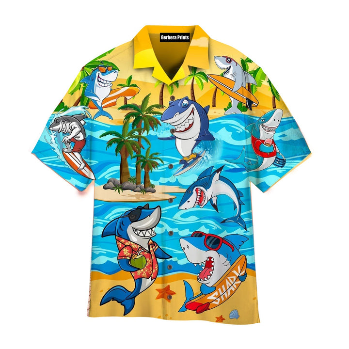 Aloha Shark In Summer Aloha Hawaiian Shirts For Men And For Women WT9522 Gerbera Prints