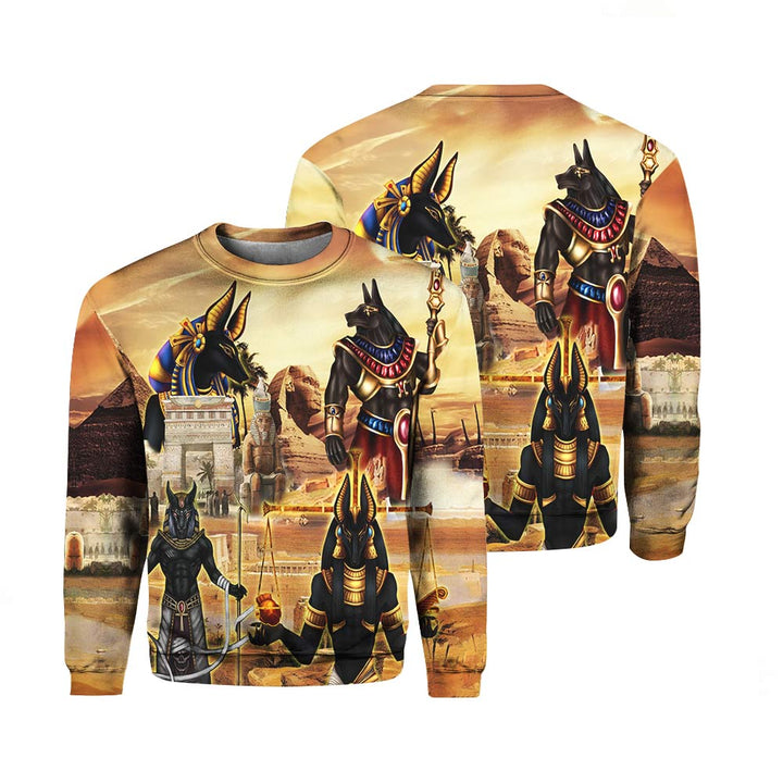 Amazing Anubis And The Pyramid Ancient Egypt Crewneck Sweatshirt For Men & Women