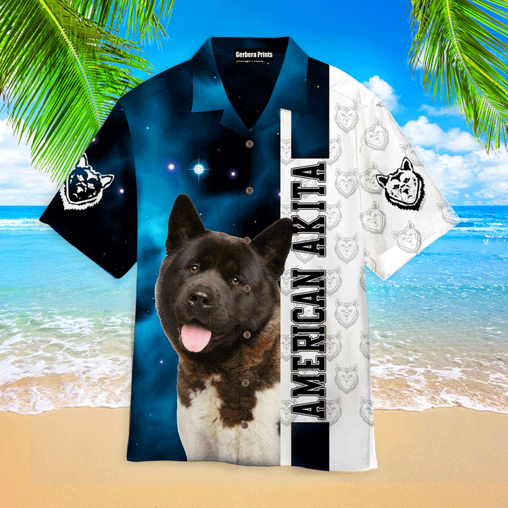 American Akita Dog White Aloha Hawaiian Shirts For Men And For Women WT7215 Gerbera Prints