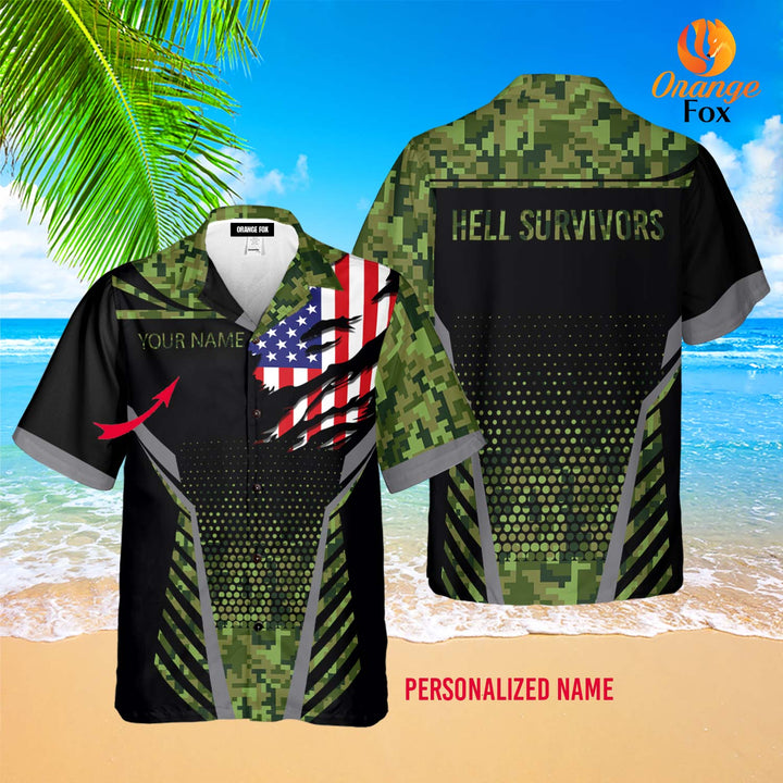 American Flag Custom Name Name And Department Hawaiian Shirt For Men & Women