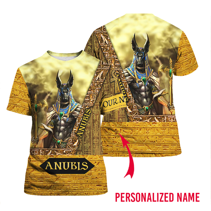 Anubis Ancient Egyptian Custom Name T Shirt For Men & Women