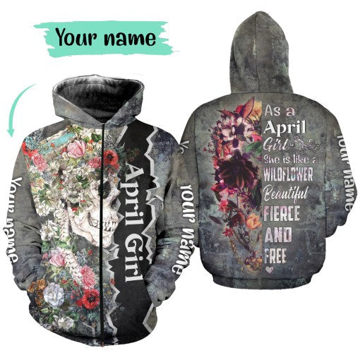 April Custom Name Zip Up Hoodie For Men & Women