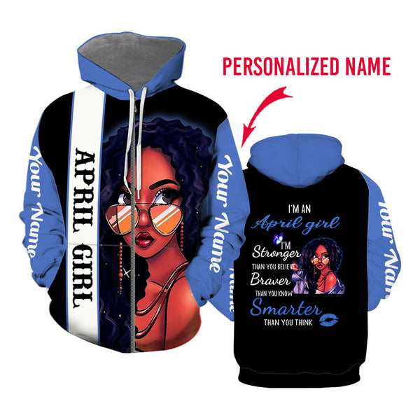 April Girl Custom Name Zip Up Hoodie For Men & Women