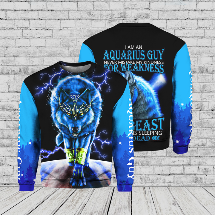 Aquarius Guy Blue Crewneck Sweatshirt For Men & Women