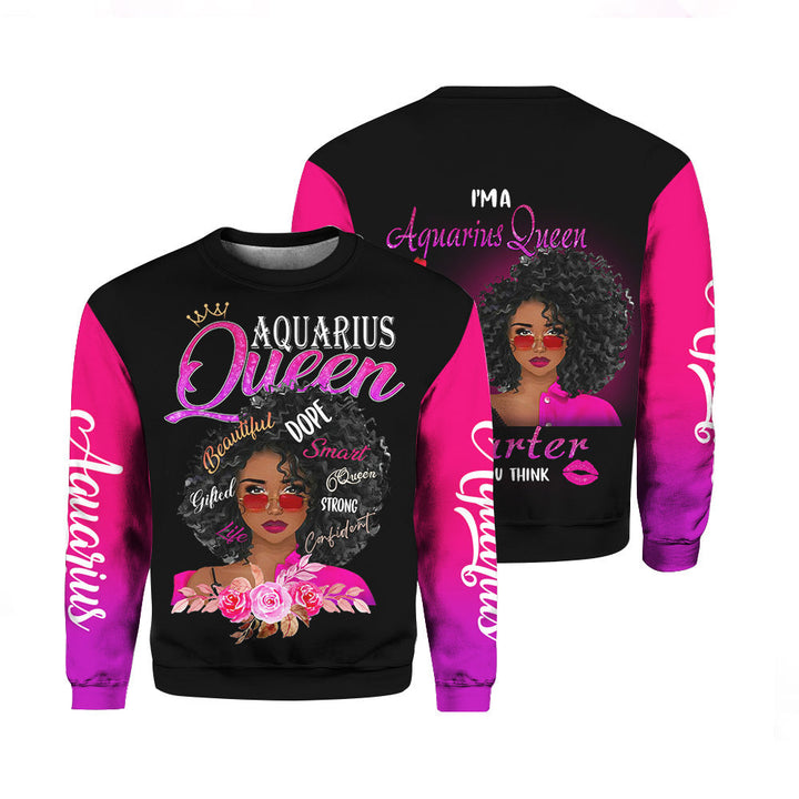 Aquarius Queen Was Born Crewneck Sweatshirt For Men & Women