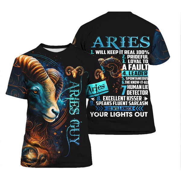 Aries Guy Zodiac Personality Birthday T-Shirt For Men & Women HP5677