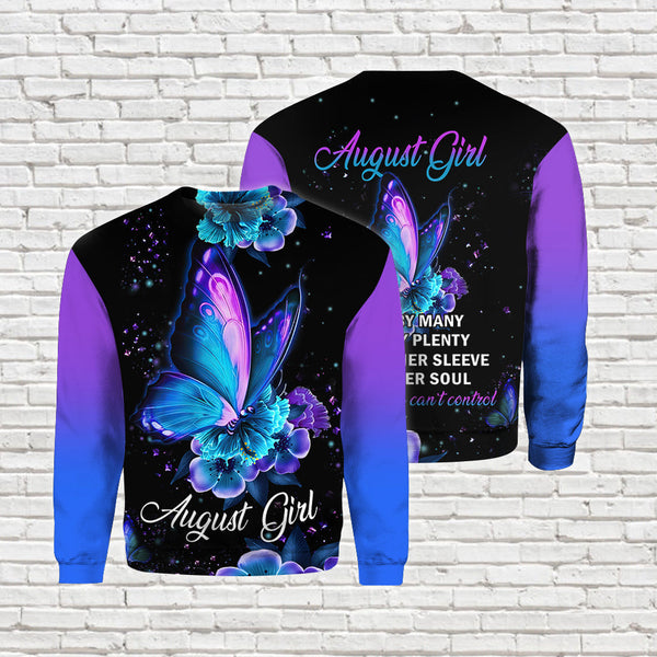 August Girl Butterfly Blue Crewneck Sweatshirt For Men & Women