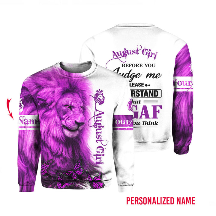 August Girl Custom Name Crewneck Sweatshirt For Men & Women