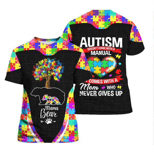 Autism Mom Mama Bear Autism Awareness T Shirt All Over Print For Men & Women HP5667