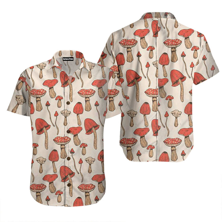 Autumn Mushrooms Short Sleeve Pattern Aloha Hawaiian Shirt