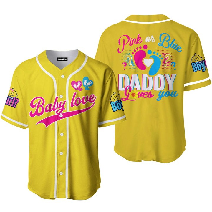 Gender Reveal Team Boy Team Girl Blue Pink Yellow Daddy Baseball Jersey