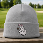 The Shocker Embroidered Beanie - Front View, Sport Grey