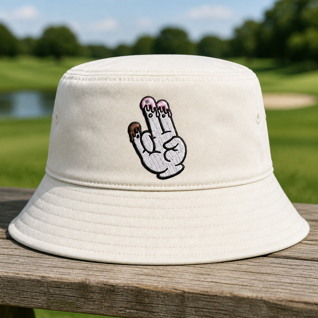The Shocker Embroidered Bucket Hat - Front View, White