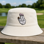 The Shocker Embroidered Bucket Hat - Front View, White