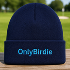 OnlyBirdie Embroidered Beanie - Front View, Navy