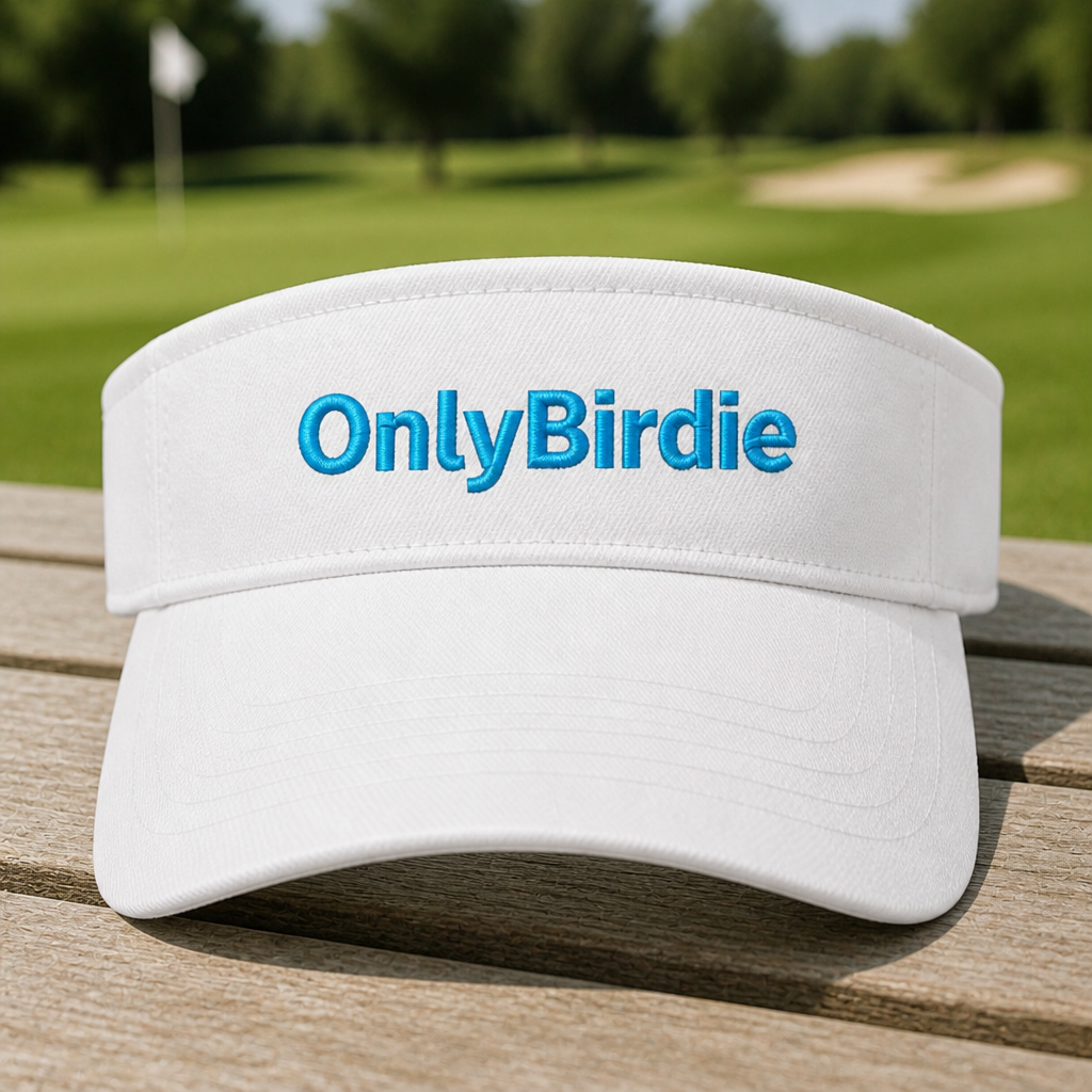 OnlyBirdie Embroidered Visor - Front View, White