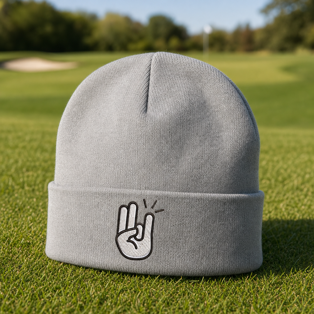 Two In Pink One In Stink Embroidered Beanie - Lifestyle, Sport Grey