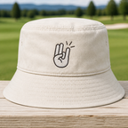 Two In Pink One In Stink Embroidered Bucket Hat - Front View, White