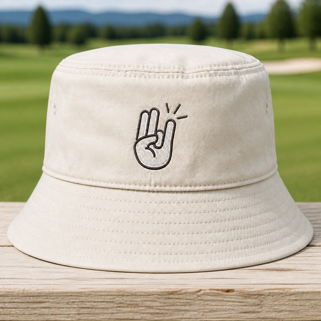 Two In Pink One In Stink Embroidered Bucket Hat - Front View, White