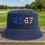 True American Embroidered Bucket Hat - Front View, Navy
