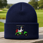 Duck Cart Embroidered Beanie - Front View, Navy