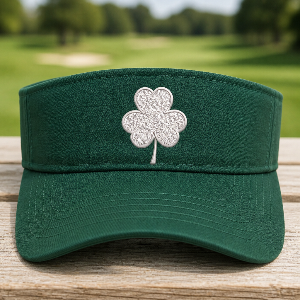 Lucky Vibes Only Embroidered Visor - Front View, Green