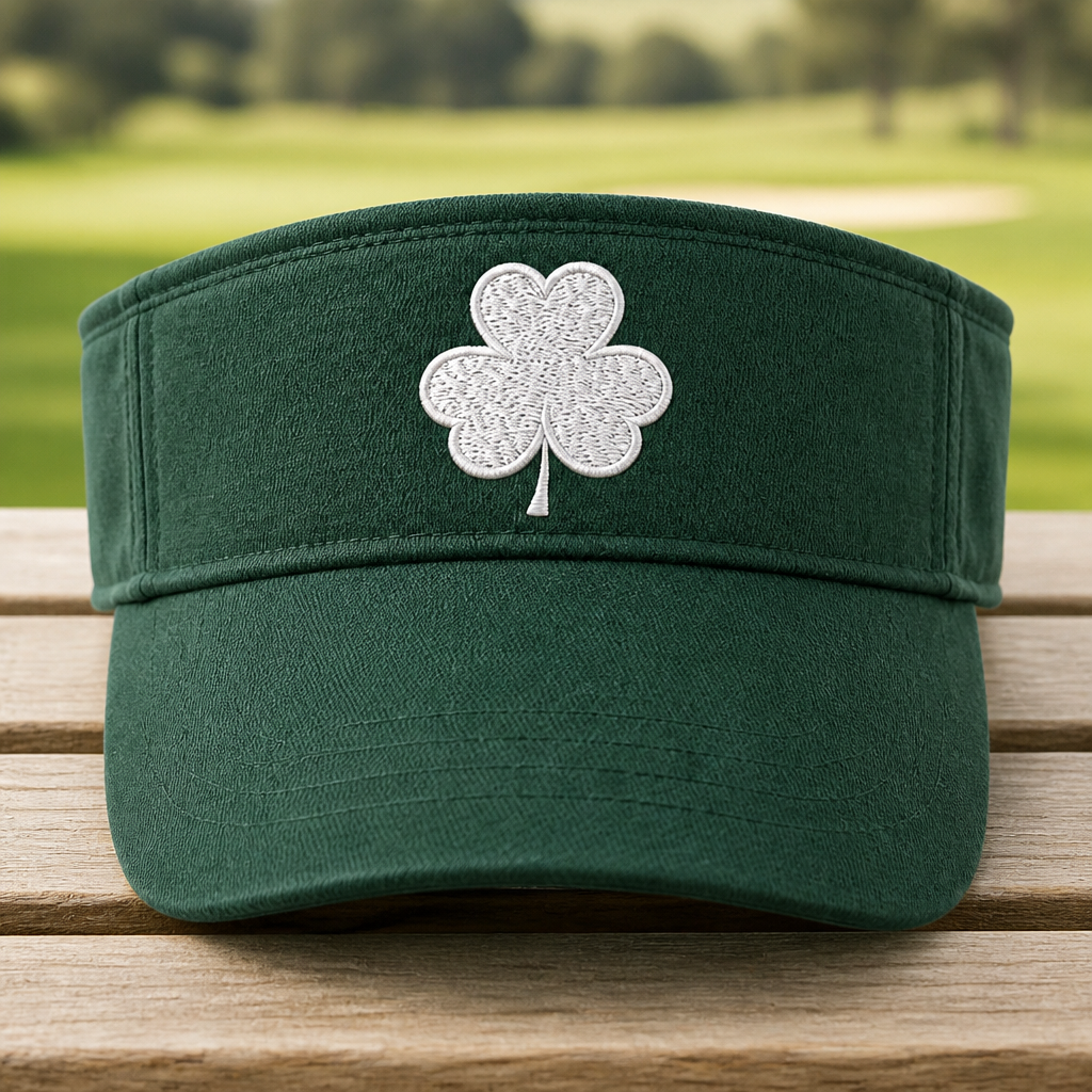 Lucky Vibes Only Embroidered Visor - Front View, Green
