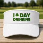 I Love Day Drinking Embroidered Visor - Front View, White