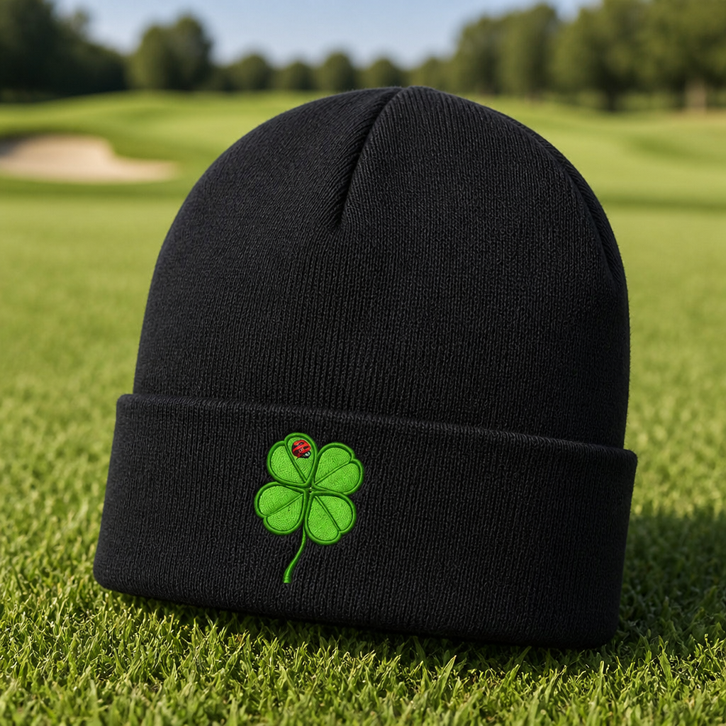 Lucky Clover Embroidered Beanie - Lifestyle, Black