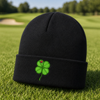 Lucky Clover Embroidered Beanie - Lifestyle, Black