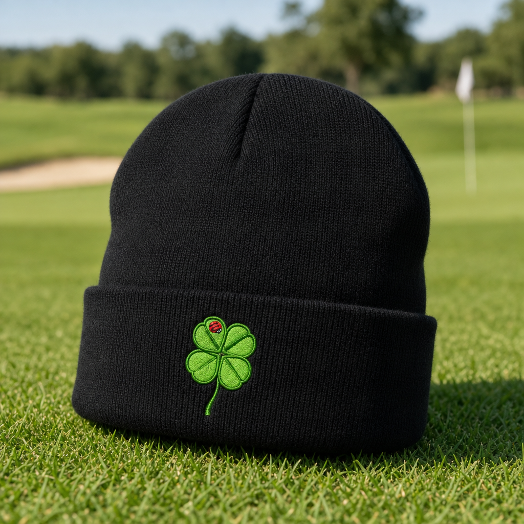 Lucky Clover Embroidered Beanie - Lifestyle, Black