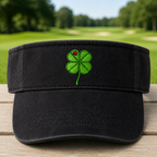 Lucky Clover Embroidered Visor - Front View, White