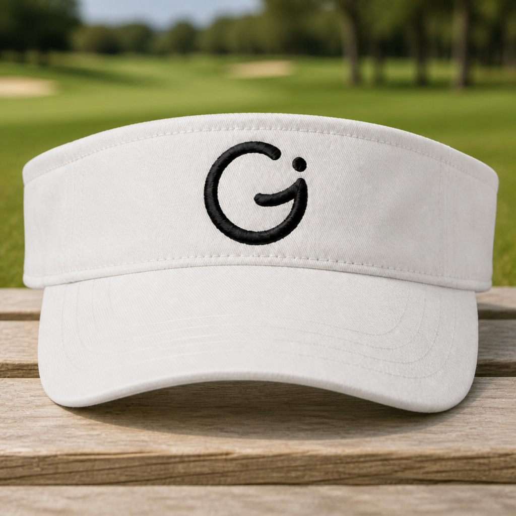 GerberaPrints Embroidered Visor - Front View, White