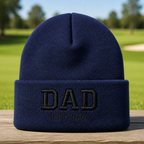 Golf Dad 2026 Embroidered Beanie - Front View, Navy