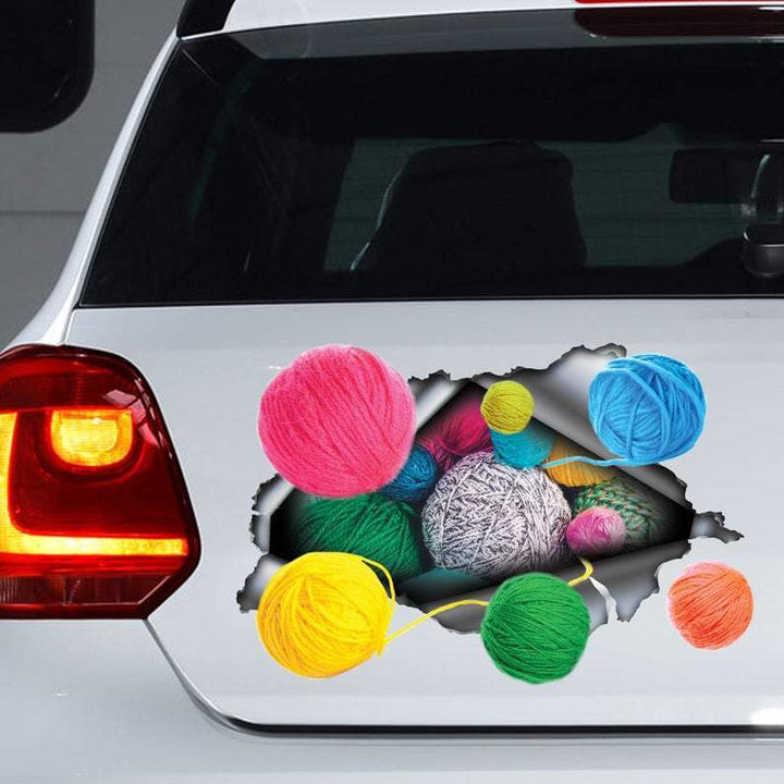 Balls Of Yarn Cracked Car Decal Sticker | Waterproof | PVC Vinyl | CCS1547