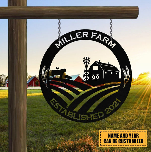 Barn Cow Cattle Farm Address Sign Custom Name Laser Cut Metal Signs MN1882