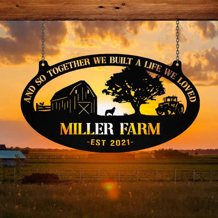 Personalized Metal Farm Sign Barn Dog Rooster Monogram Custom Cut Metal Sign | MN1172-Gerbera Prints.