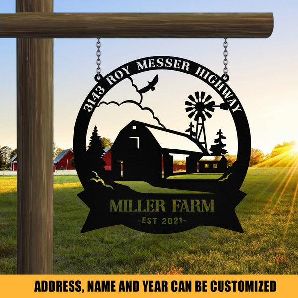 Barn Windmill Bird Farm Address Sign Custom Name Laser Cut Metal Signs MN1876