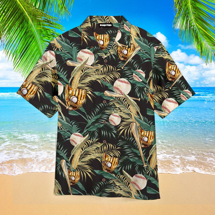 Baseball Tropical Green Hawaiian Shirt